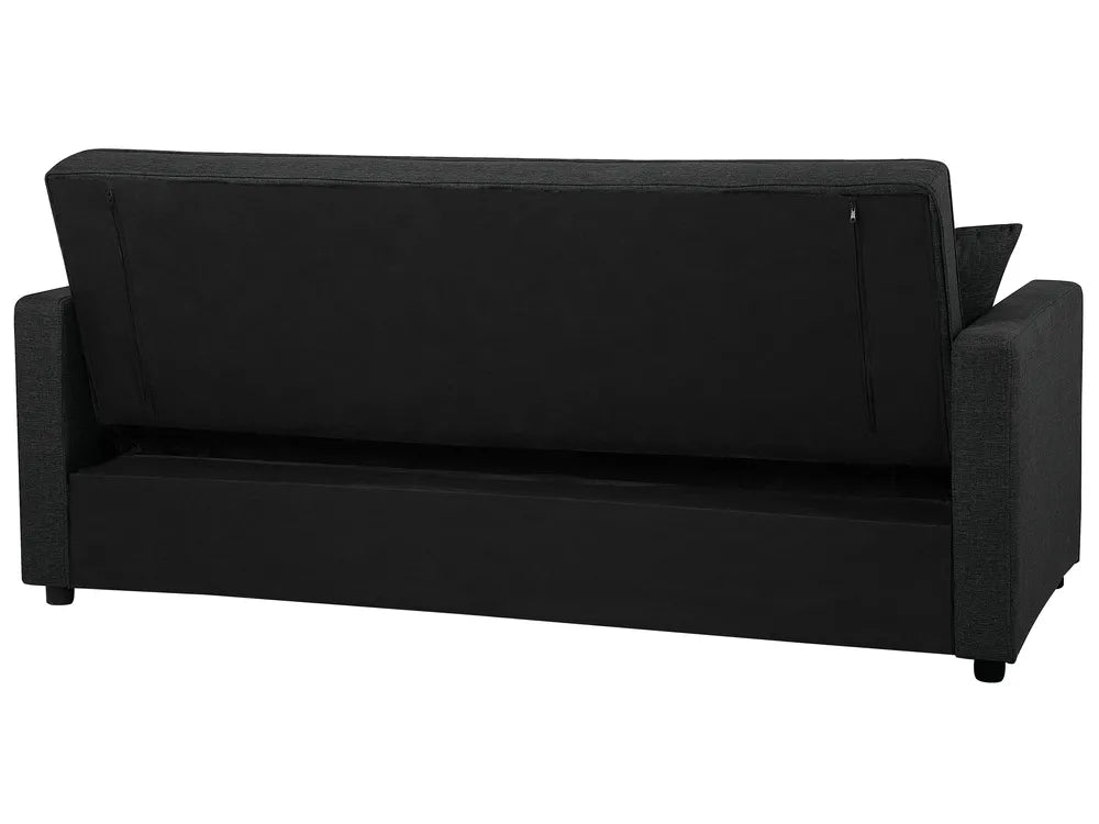 Sofa Bed 3 Seater Fabric Black Hildi