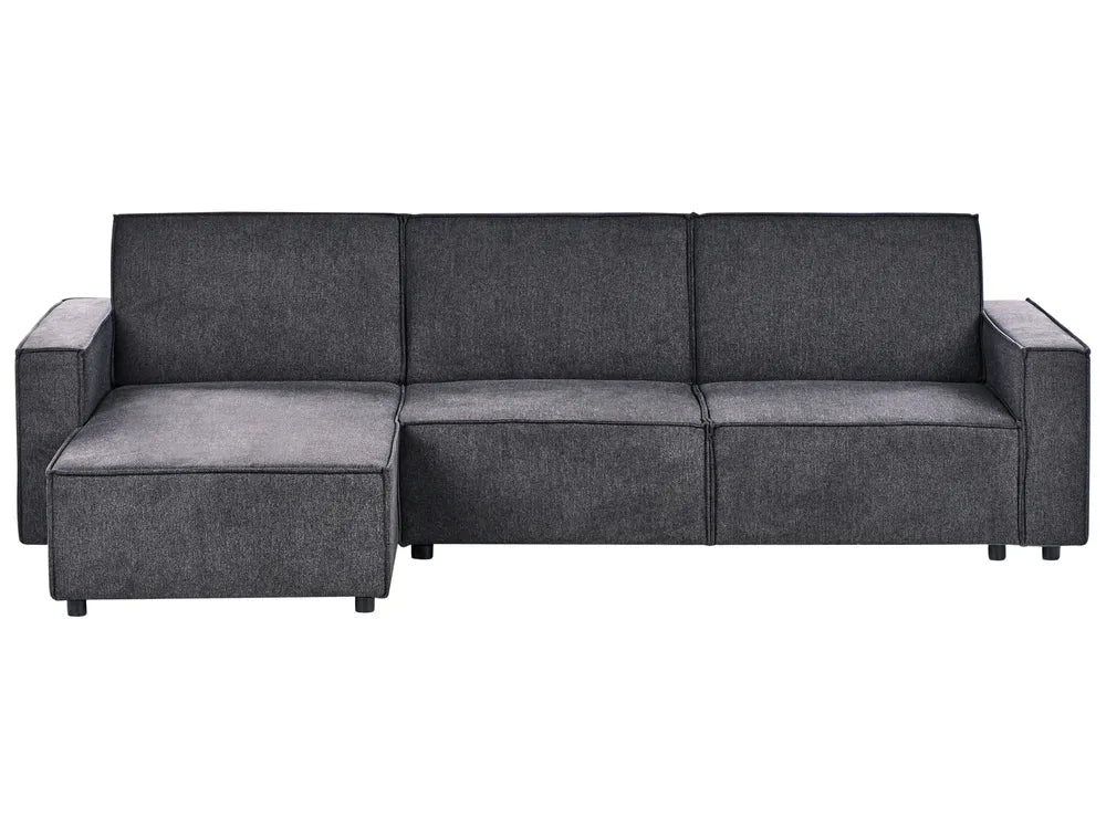 Right-hand 3-seater fabric corner sofa bed in graphite grey with chaise