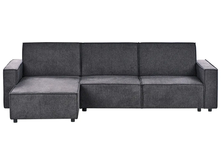 Right-hand 3-seater fabric corner sofa bed in graphite grey with chaise