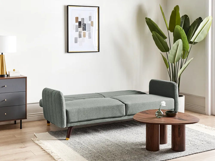 Sofa Bed 3 Seater Faux Linen Light Green Mixon