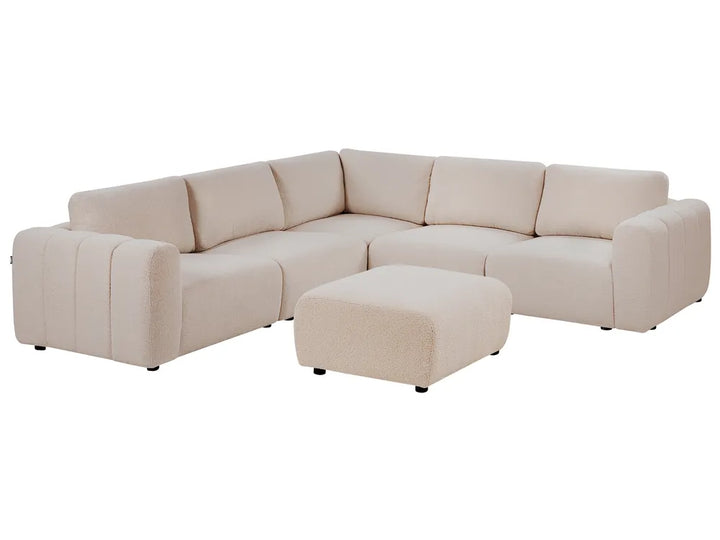Modular Corner Sofa 5 Seater Boucle Beige Right Hand Regeani