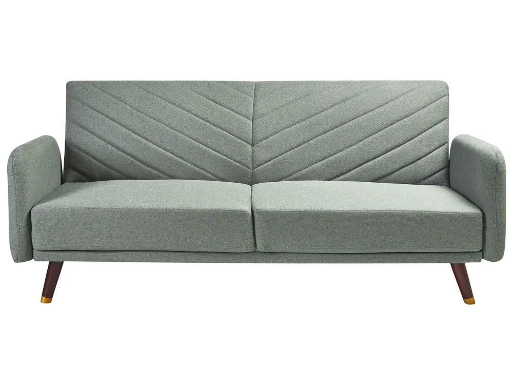 Gray chevron-patterned sofa on a white background