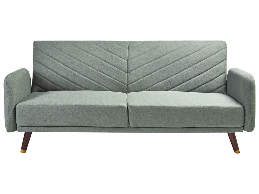 Gray chevron-patterned sofa on a white background
