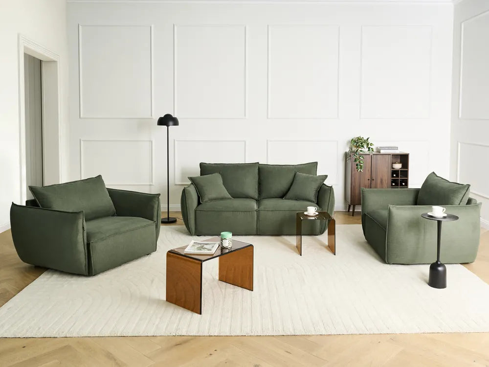 Sofa 3 Seater Fabric Green Greylan