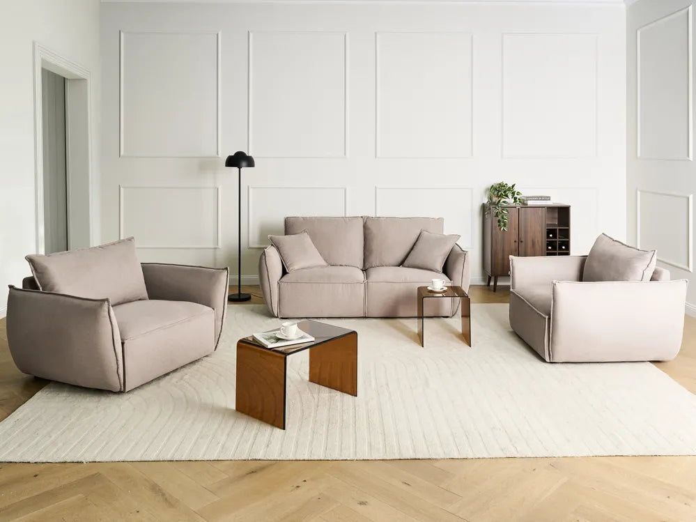 Sofa 3 Seater Fabric Taupe Greylan