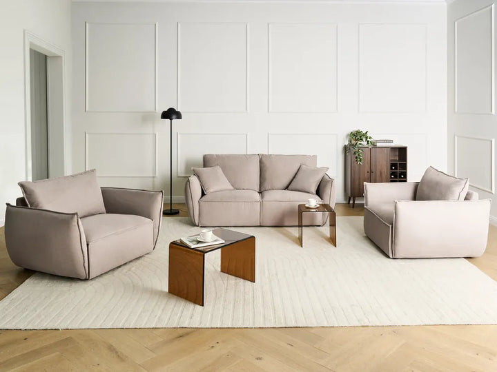 Sofa 3 Seater Fabric Taupe Greylan