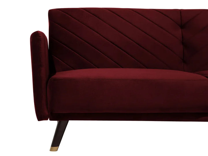 Sofa Bed 3 Seater Velvet Dark Red Mixon