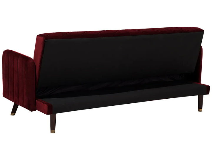 Sofa Bed 3 Seater Velvet Dark Red Mixon