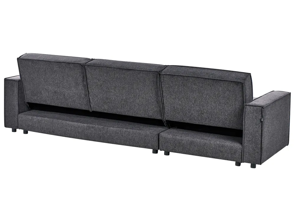 Corner Sofa Bed 3 Seater Fabric Graphite Grey Right Hand Loette