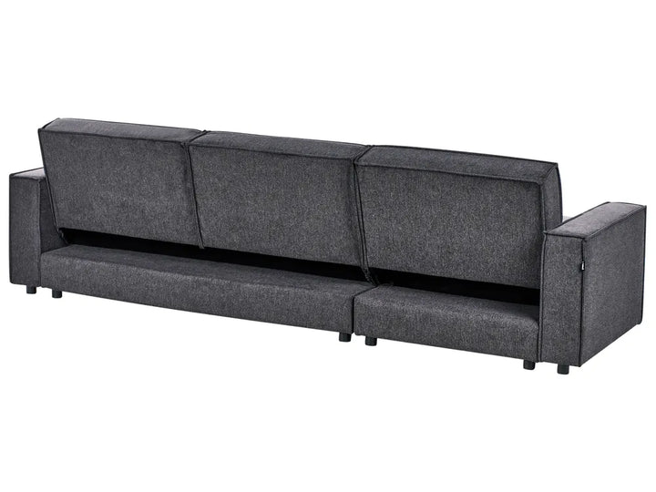 Corner Sofa Bed 3 Seater Fabric Graphite Grey Right Hand Loette