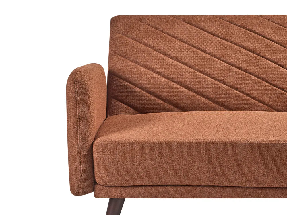 Sofa Bed 3 Seater Faux Linen Orange Mixon