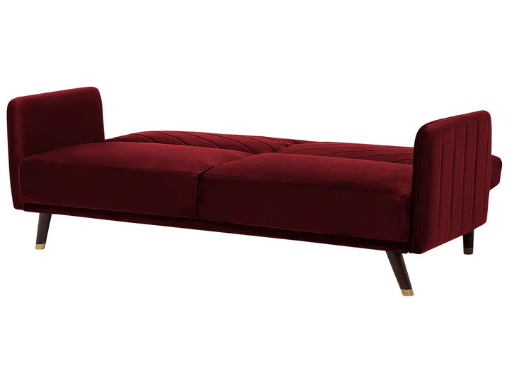 Sofa Bed 3 Seater Velvet Dark Red Mixon