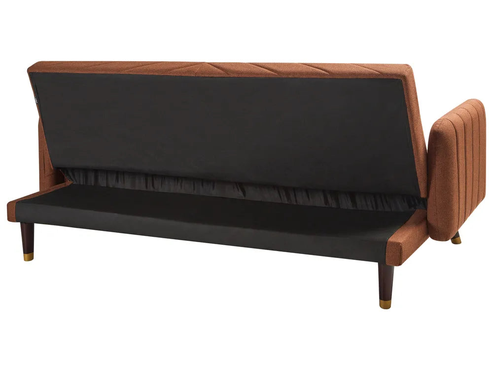 Sofa Bed 3 Seater Faux Linen Orange Mixon