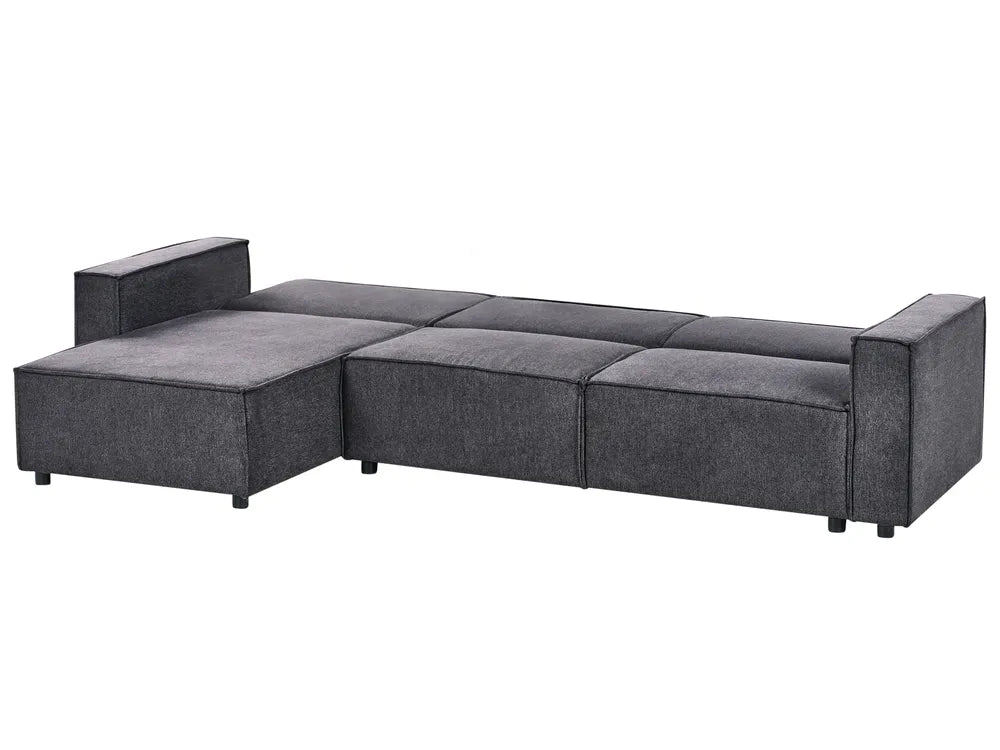 Corner Sofa Bed 3 Seater Fabric Graphite Grey Right Hand Loette