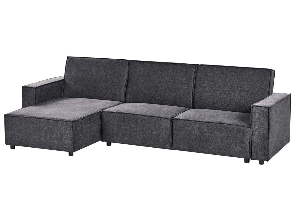 Corner Sofa Bed 3 Seater Fabric Graphite Grey Right Hand Loette