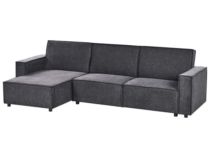 Corner Sofa Bed 3 Seater Fabric Graphite Grey Right Hand Loette