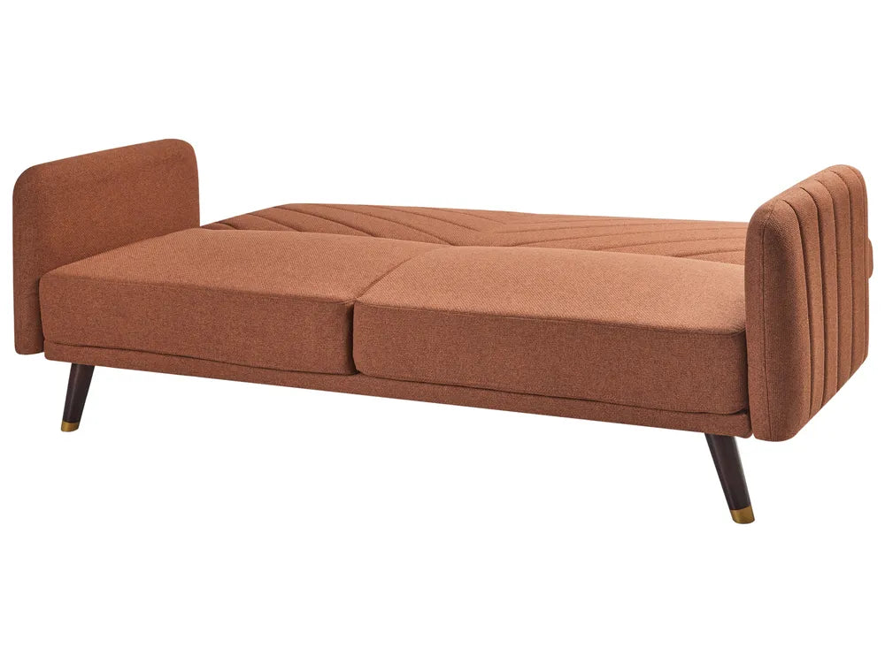 Sofa Bed 3 Seater Faux Linen Orange Mixon