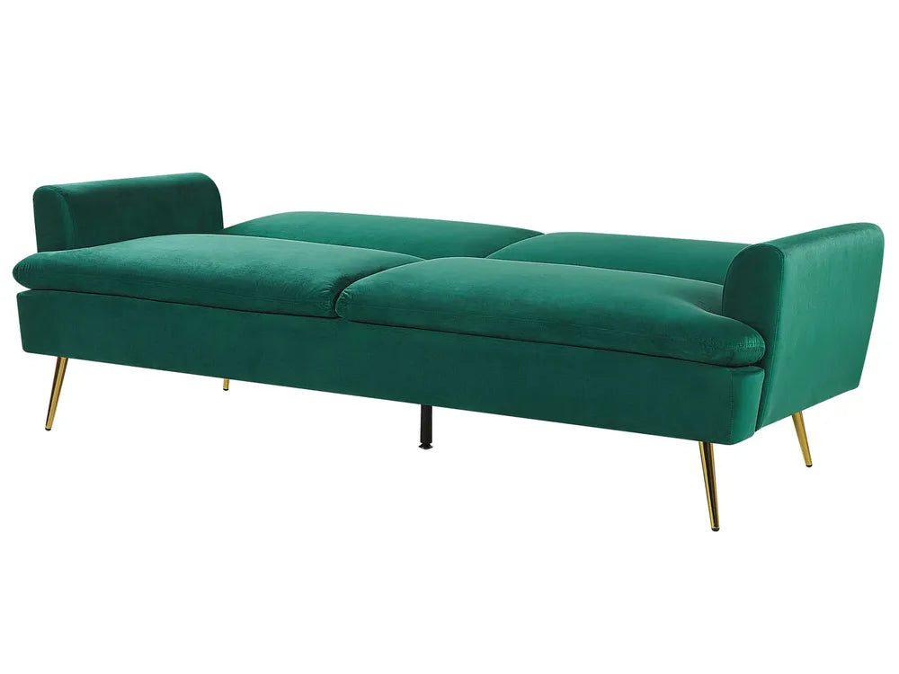 Sofa Bed 3 Seater Velvet Dark Green Calkins