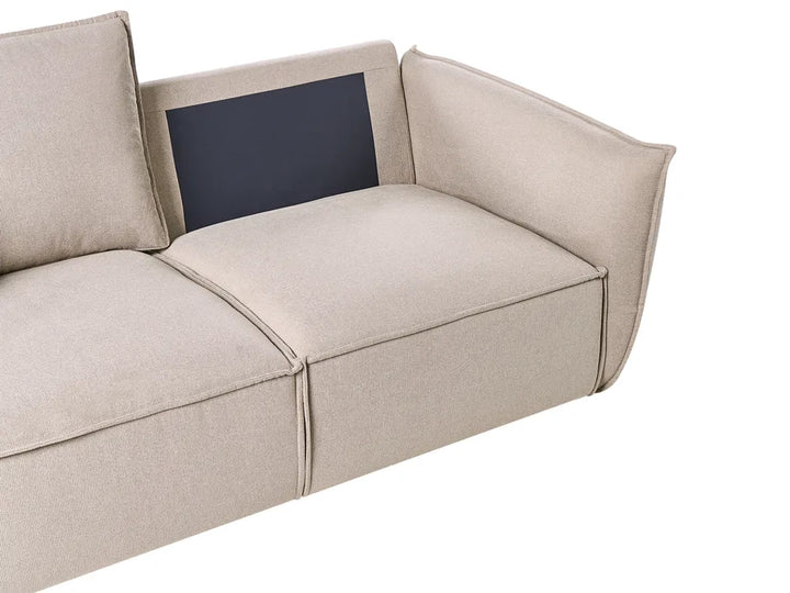 Sofa 3 Seater Fabric Taupe Greylan