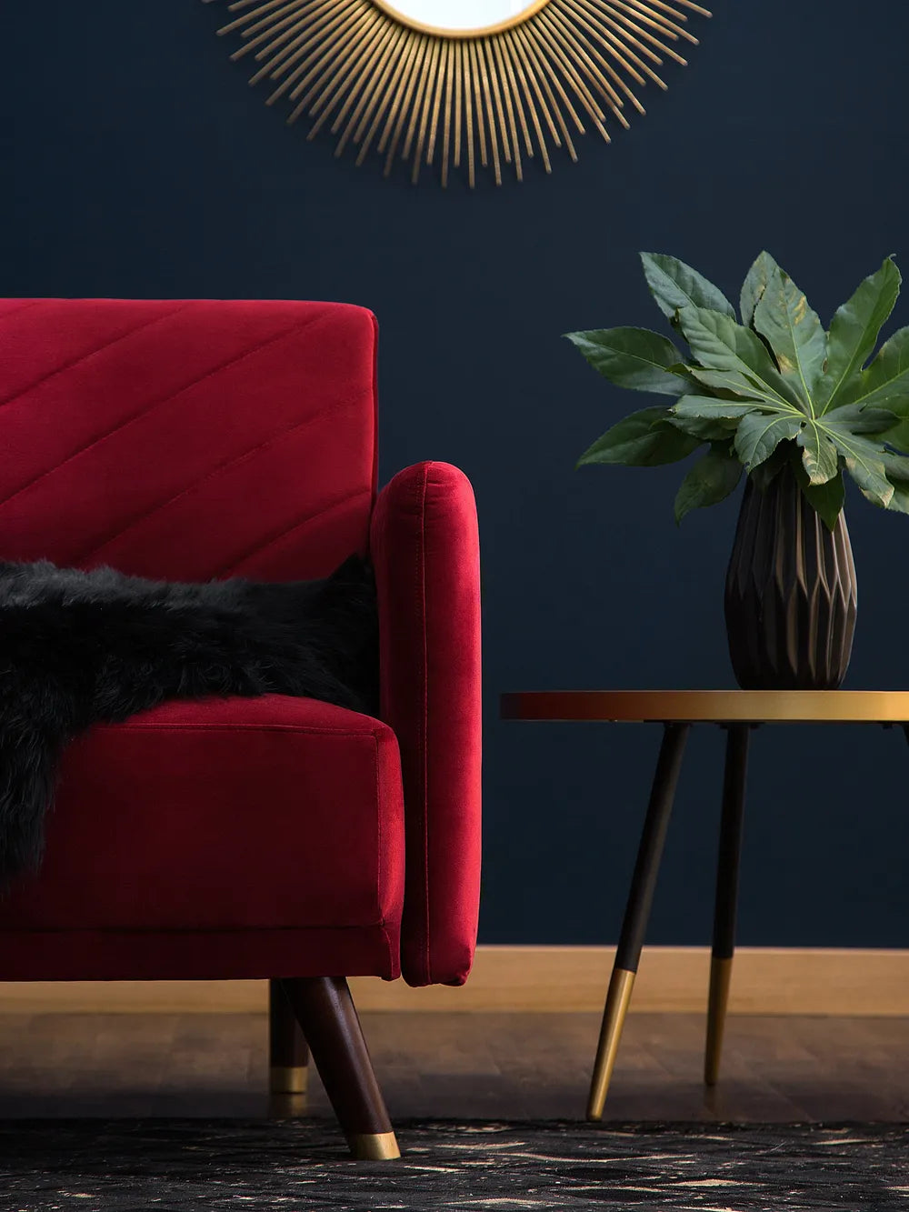 Sofa Bed 3 Seater Velvet Dark Red Mixon