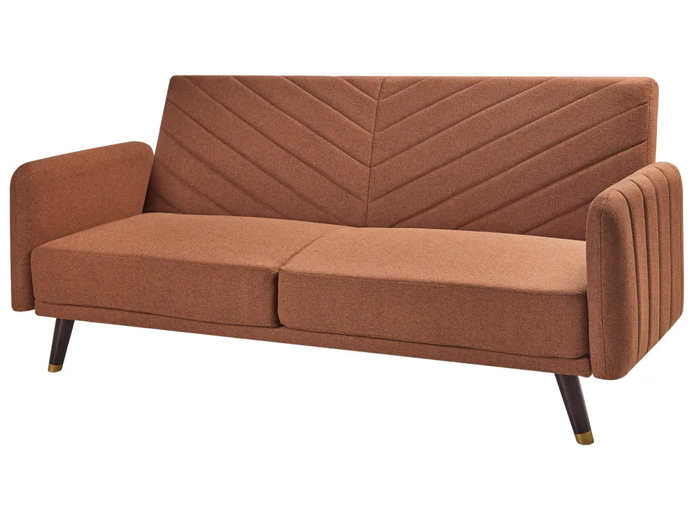 Sofa Bed 3 Seater Faux Linen Orange Mixon