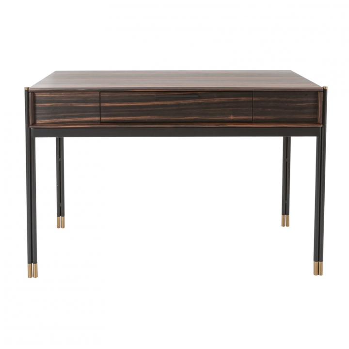 Wooden desk with two drawers on a white background