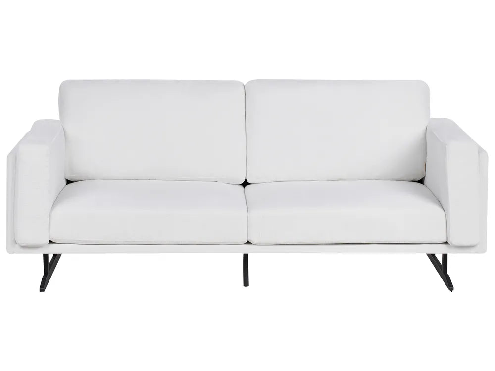 White 3 seater sofa with padded cushions