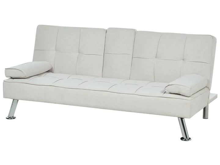 Sofa Bed 3 Seater Fabric Light Beige Kaveri