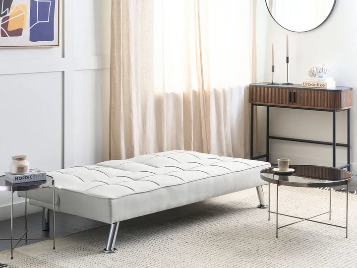 Sofa Bed 3 Seater Fabric Light Beige Kaveri