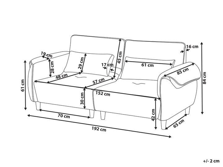 Sofa 3 Seater Fabric Dark Grey Wanetta
