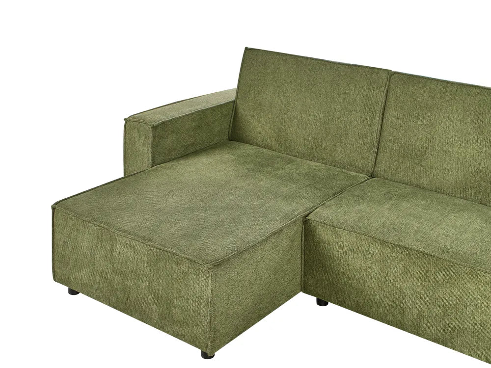 Corner Sofa Bed 3 Seater Fabric Dark Green Right Hand Loette