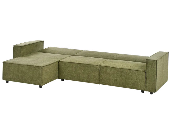Corner Sofa Bed 3 Seater Fabric Dark Green Right Hand Loette