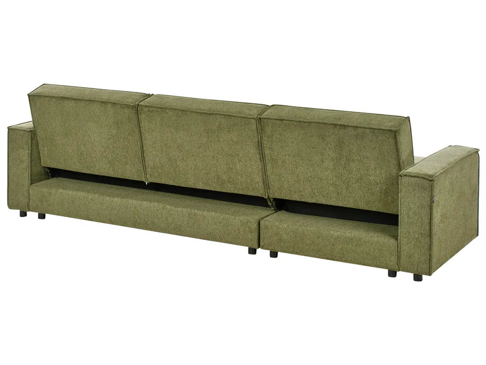 Corner Sofa Bed 3 Seater Fabric Dark Green Right Hand Loette