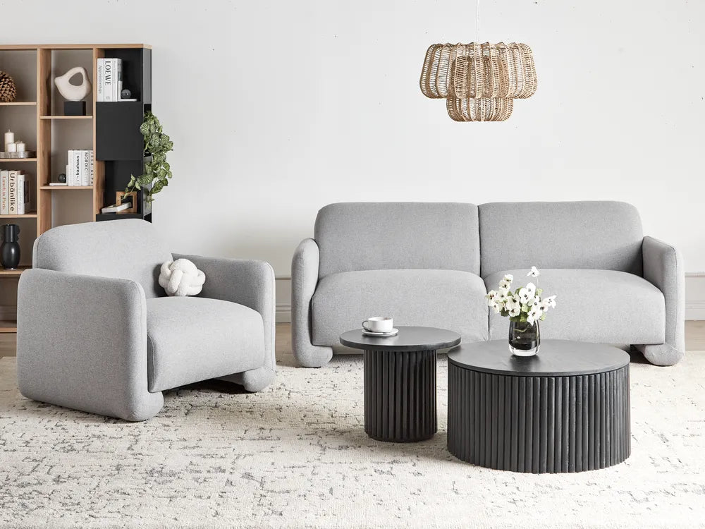 Sofa 3 Seater Fabric Grey Nhat