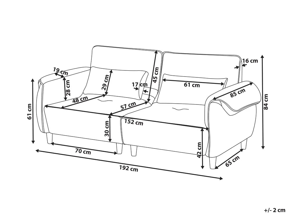 Sofa 3 Seater Fabric Light Brown Wanetta