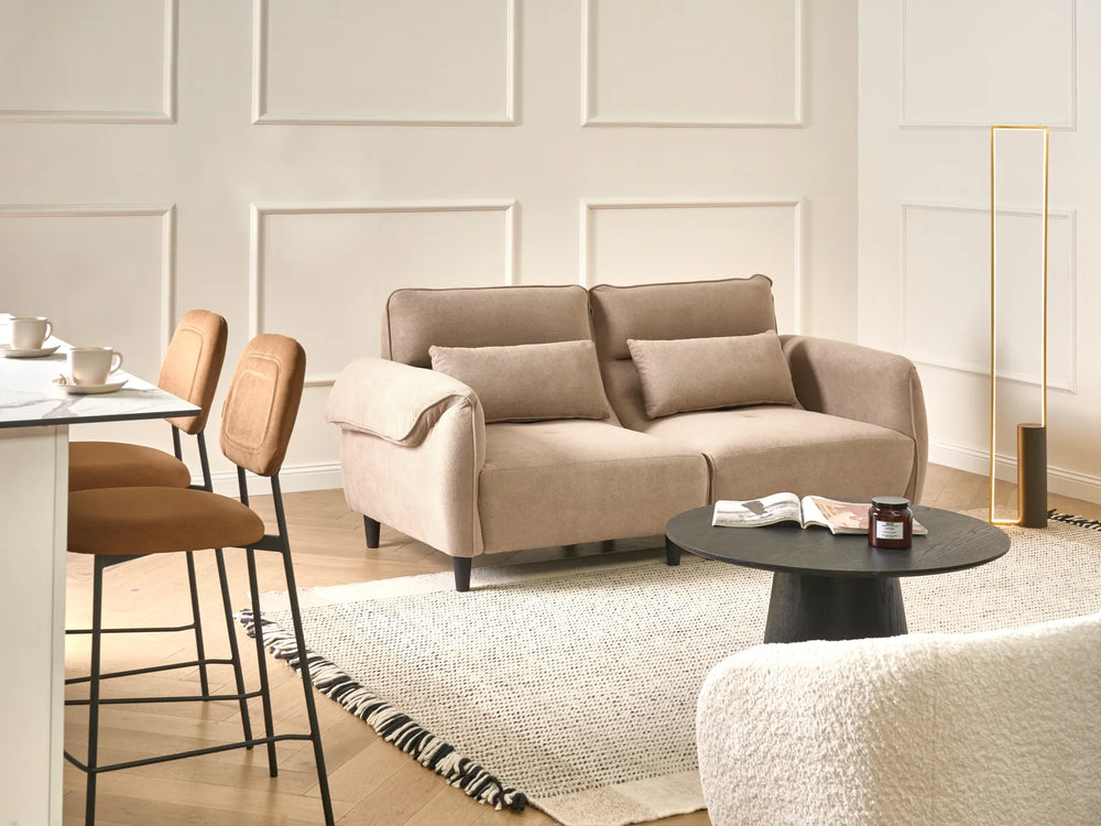 Wanetta light brown 3 seater fabric sofa