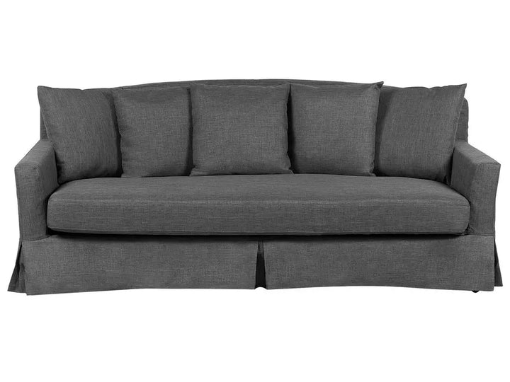 Dark grey fabric 3 seater sofa with wooden legs