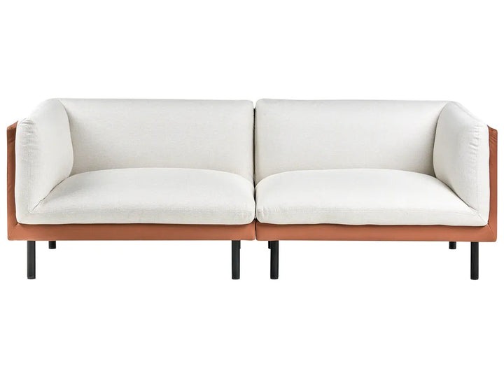 Off-white sofa with water-repellent fabric and vegan leather accents