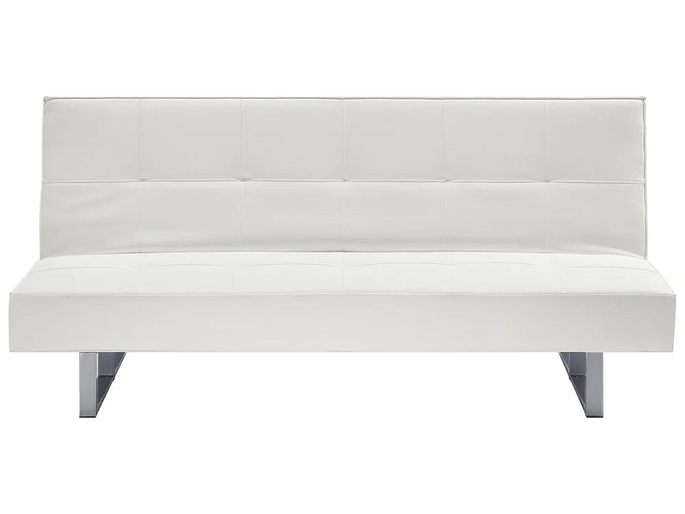 White 3 seater faux leather sofa bed