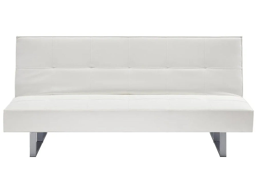 White 3 seater faux leather sofa bed