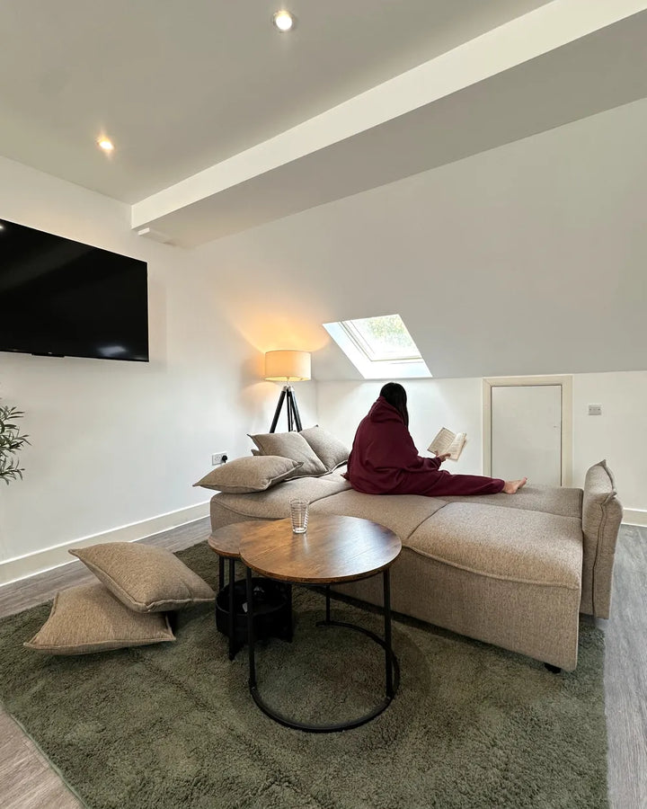 Sofa Bed 3 Seater Fabric Brown with Storage Gilba