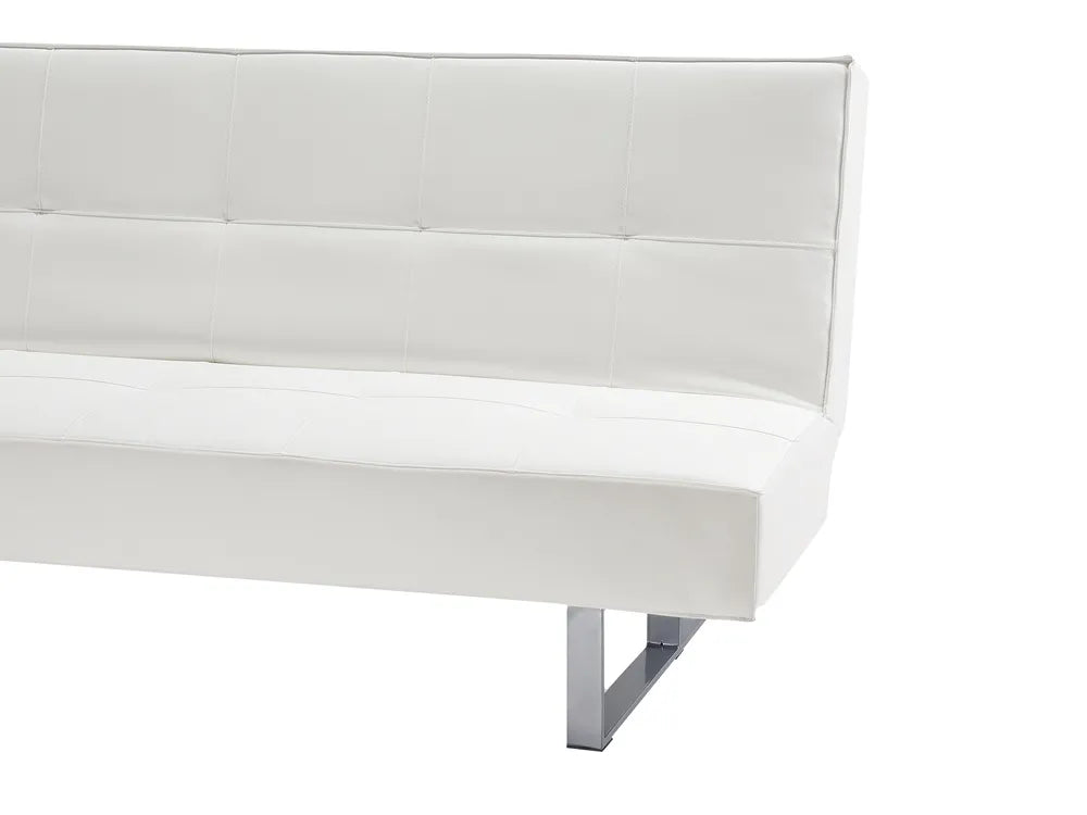 Sofa Bed 3 Seater Faux Leather White Artina