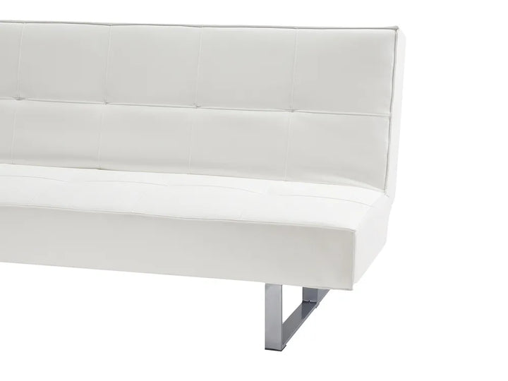 Sofa Bed 3 Seater Faux Leather White Artina