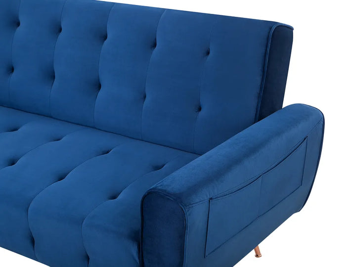 Sofa Bed 3 Seater Velvet Navy Blue Aronas