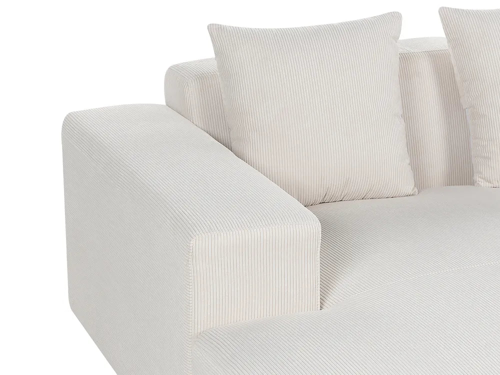 Corner Sofa 4 Seater Corduroy Off-White Right Hand Lecanto