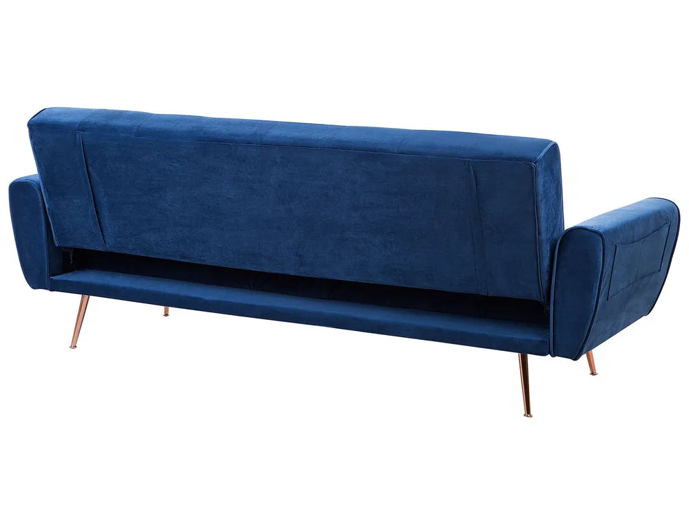 Sofa Bed 3 Seater Velvet Navy Blue Aronas