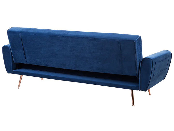 Sofa Bed 3 Seater Velvet Navy Blue Aronas