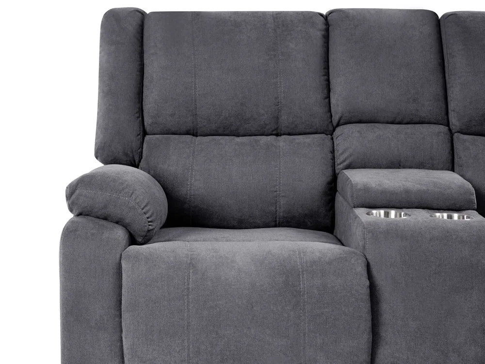 Electric Recliner Corner Sofa 5 Seater Fabric Grey with USB Port Left Hand Mailina