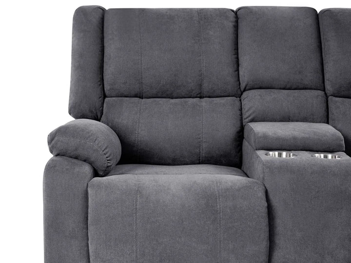 Electric Recliner Corner Sofa 5 Seater Fabric Grey with USB Port Left Hand Mailina