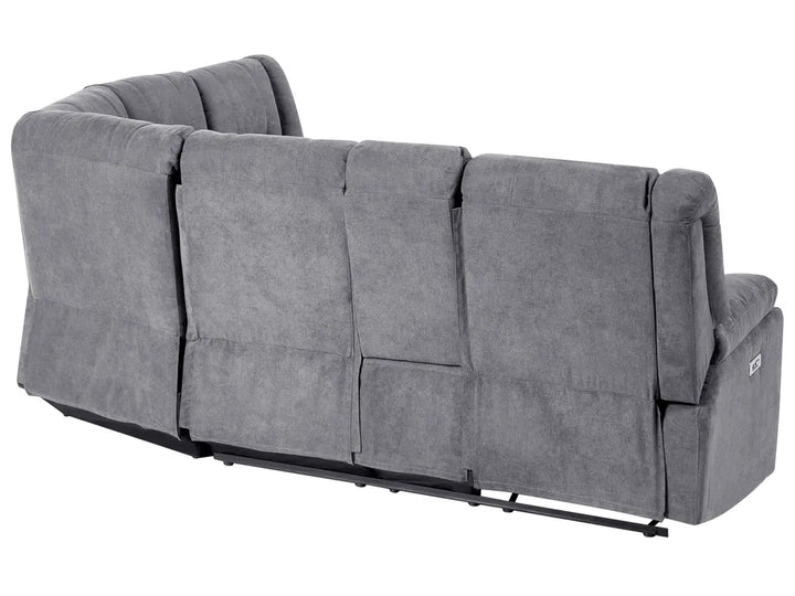 Electric Recliner Corner Sofa 5 Seater Fabric Grey with USB Port Left Hand Mailina